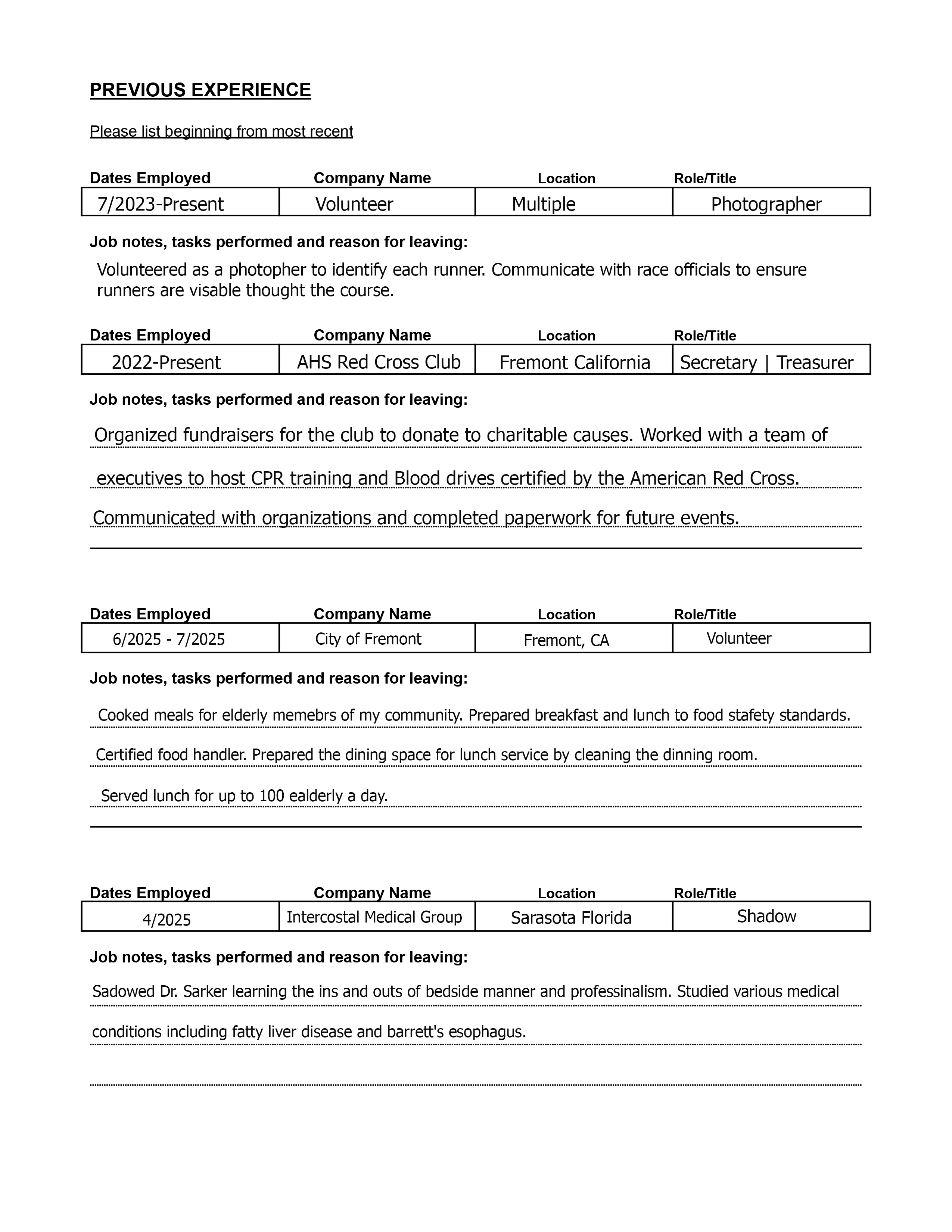 Job Application
